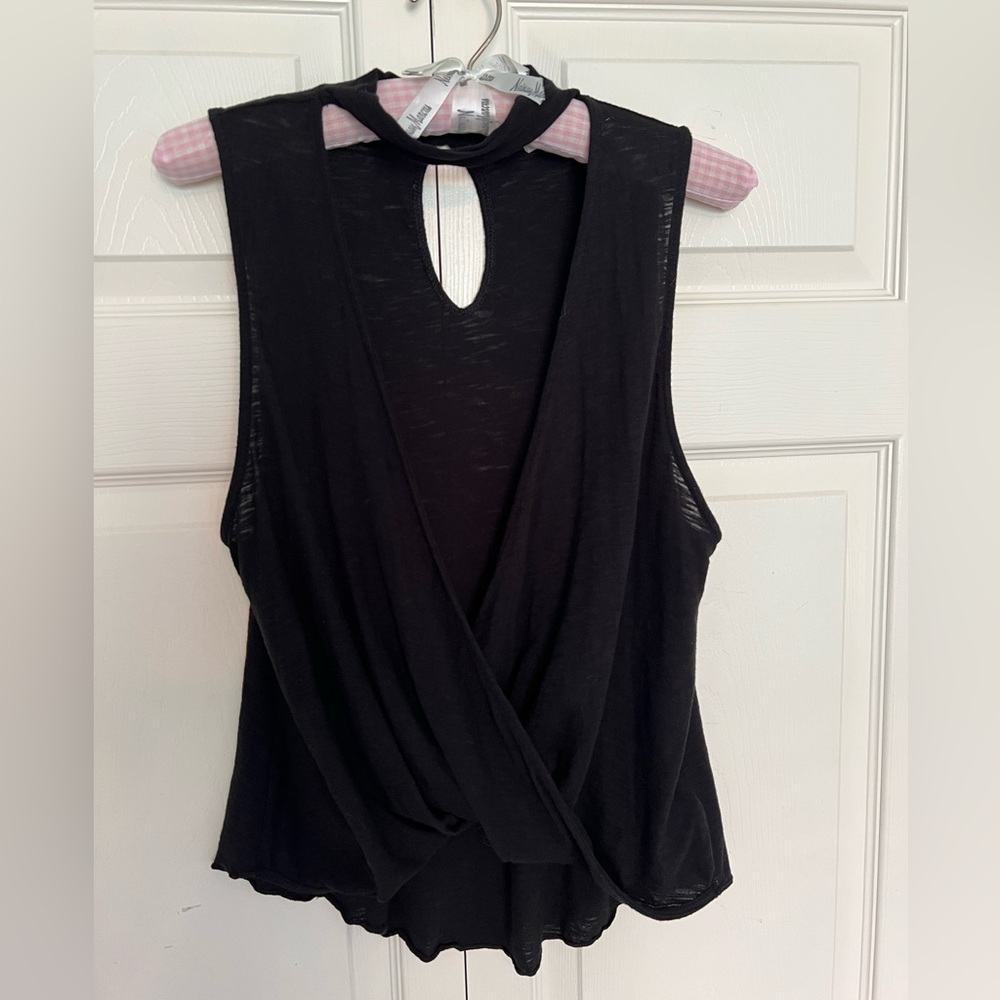 UO Urban Outfitters Silence + Noise Black Choker Drape Surplice Top-Size S